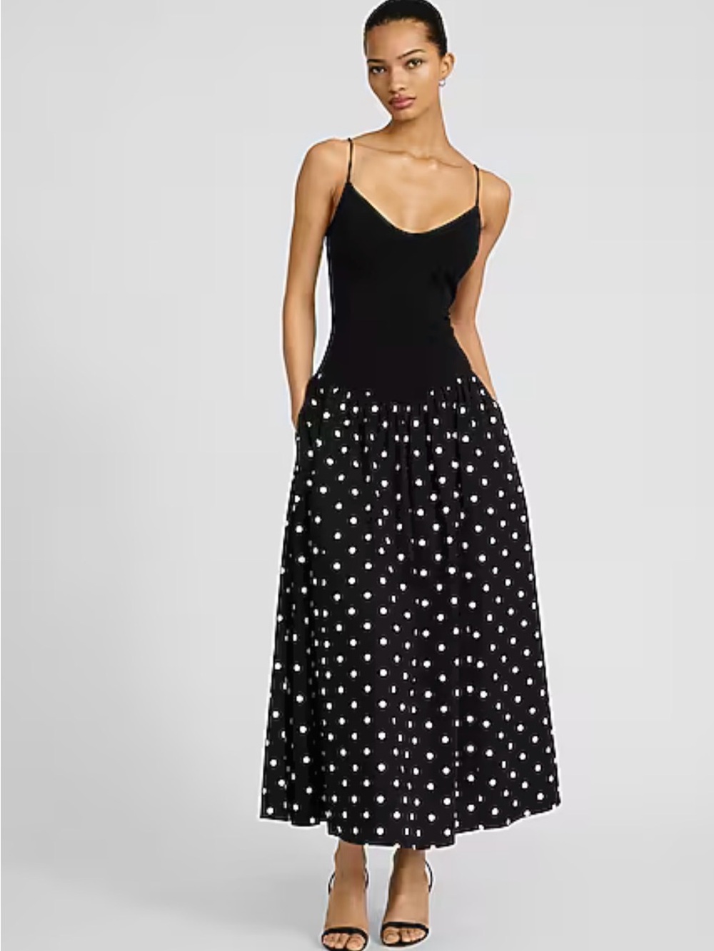 EXPRESS LIKE NEW Polka Dot Skater Dress with Spaghetti Straps
